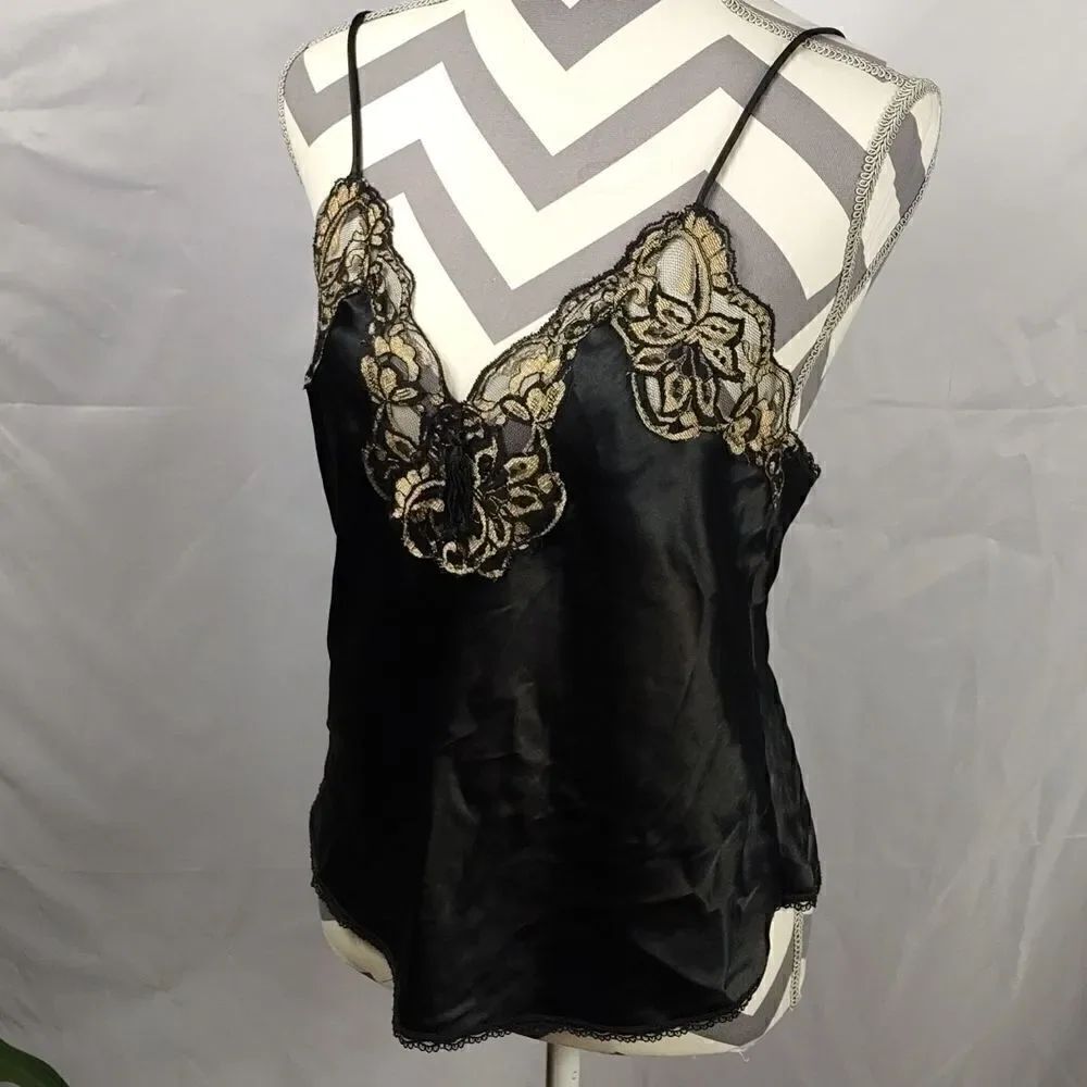 Vintage Lucie Ann II Silky Black/gold Camisole